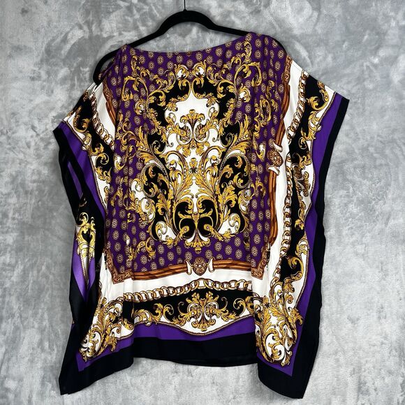 Vintage Cache Womens Y2K Equestrian Scarf Print KimonoTop Size S  Country Office - Picture 8 of 9